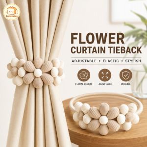 Cod Floral Design Curtain Tiebacks Adjustable Buckle Clip Curtain Straps Stylish Home Decor No Drill Curtain Holder For Living Room