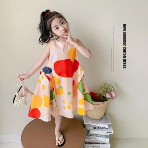 ชุดสาวฤดูร้อน 2025 ชุดชายหาดสาวแฟชั่นใหม่ชุดฤดูร้อนชุดเจ้าหญิง กระโปรงที่ไม่มีแขนเด็ก ชุดเดรสเด็กโต2-10ปี