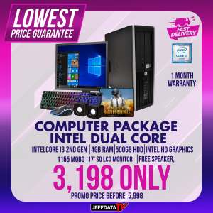 Computer Set Slim Intel core i3 2nd gen 4gb ram 500gb hdd Intel hd graphics 17"sq lcd monitor  led keyboard mouse with speaker