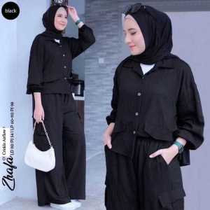 Setelan cargo crinkcle wanita dewasa/oneset panjang polos