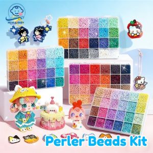 Vixplorn 24/48 Colors Deluxe Perler Beads Kit 2.6mm 3D Stereo DIY Iron Tools & Keychain Kids Educational Toy