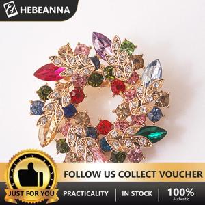 hebeanna เข็มกลัดผู้หญิงผ้าพันคอคริสตัลระยิบระยับเข็มกลัดดอกไม้พลอยเทียม