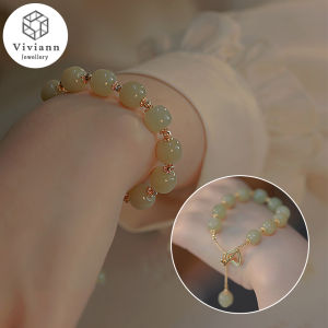 Viviann Vòng Tay Ngọc Bích Tình Yêu Hetian Nguyên Bản Bộ Vòng Tay Mã Não Màu Xanh Lá Có Khóa Hình Trái Tim Điều Chỉnh Được Bằng Vàng 18K Sang Trọng Phong Cách Instagram Cho Nữ Kèm Hộp Vòng Tay & Vòng Tay Quyến Rũ Cho Nữ Quà Tặng Trang Sức Mặt Dây Chuyền H