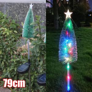 Solar Star Christmas Tree Lawn Light Outdoor Waterproof Decoration Christmas Tree Lights Home New Year Party Garden Decor Light