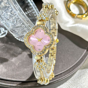 2024 thời trang mới Cánh Hoa Bốn Lá Cỏ Ba Lá Đồng hồ nữ chất lượng cao thanh lịch đồng hồ thạch anh dây đeo vòng tay cho phụ nữ 3 màu chọn không phai