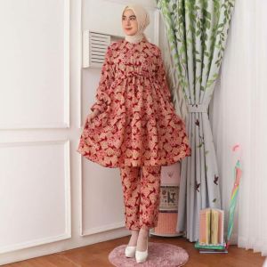 (REALPICT) Setelan Batik Muslim SANDRA SONGKET BUSUI / Setelan Wanita Motif Terbaru 2024