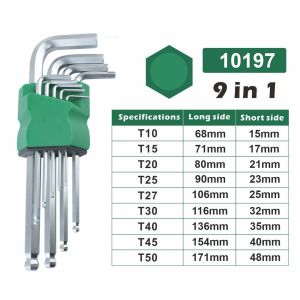 Kunci L Hex Ballpoint Set 9 pcs Ext Premium Kunci L Kombinasi Vanadium Chrome - 10197