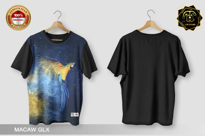 BAYAR DI TEMPAT BAJU PRINTING GAMBAR BURUNG MACAW GLX KAOS