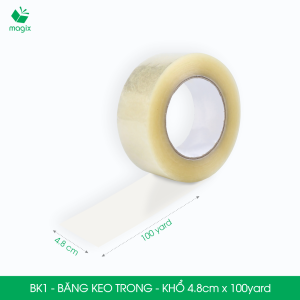 BK1 - 4.8cm x 100 yard (90m) - Combo 3 cuộn băng keo trong đóng thùng hộp carton