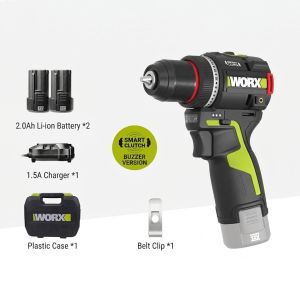 WORX WU135 12V Brushless Cordless Drill Driver Electronic Smart Clutch Screwdriver 50Nm High Torque Beep Buzzer Power Tool Mini Drill