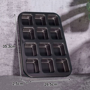 12 Holes Carbon Steel Baking Pan Oven Brownie Pan with Dividers Muffin Pan Cupcake Pan Non Stick Pan
