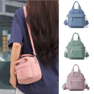 HEFEI Handheld Crossbody Phone Pouch Korean Style Multifunctional Nylon Shoulder Bag Simple Solid Color Small Square Bag Woman Girls