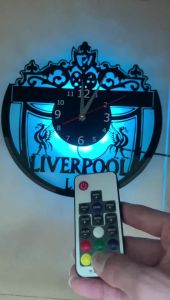 Creative 3D Vinyl Clock Liverpool Football Team Game Vinyl Record Wall Clock Home Art Decoration Wall Clock Mute LED Seven-Color Night Light GiftFast shipping