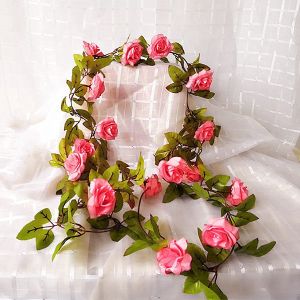 Dây hoa hồng leo cao cấp 2m3 Hoa lụa Hoa giả treo tường trang trí ban công DC-191