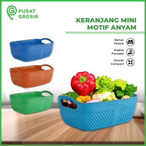 Keranjang Mini Motif Anyaman kranjang plastik anyam wadah penyimpanan serbaguna