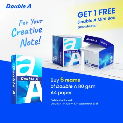 DoubleA A4 paper 80gsm (FOC 1 unit Double A Mini Box) *Limit 1 carton per order