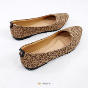 Hellona Mona Flatshoes Sepatu Wanita Cantik Elegan Motif Brukat Sol Karet