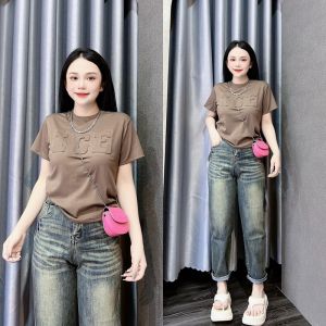 Áo phông nữ form vừa dập chữ nổi chất borip đẹp mát mịn co giãn M175