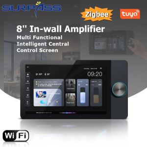 8 Inch WiFi In-wall Amplifier Bluetooth-compatible 2Channel*25W Android 8.1 Smart Home Central Control Screen Support RS485 RJ45 TUYA ZIGBEE Single piece