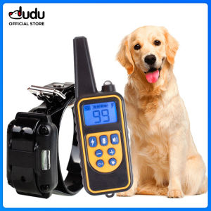 DUDU Pet 800m Electric Dog Training Collar Pet Remote Control Waterproof Rechargeable with LCD Display for All Size Shock Vibration Sound