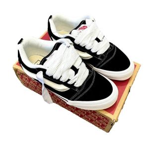 Sepatu Vans Knu Skool Black And White Sneaker Gemuk Pria Dan Wanita Casual