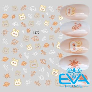 Sticker Dán Móng Tay 3D Dạng Decal Dán Chống Nước Hoạ Tiết Hoạt Hình Thỏ Bay Vũ Trụ JO1270