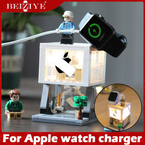 Building block model Charging Dock Holder compatible with apple watch charge Station Stand Holder compatible with apple watch ultra / ultra 2 series 9 8 7 6 5 4 SE Mounts Base Watch accessories desktop storage With LED light