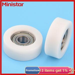 Ministar 1pc 8x32x12mm Embedded 608zz Bearing Wrapped Rubber POM Nylon Bearing Pulley Flat Roller Pulley Wheel