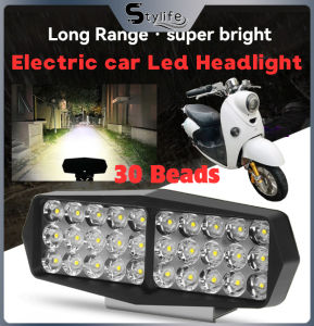 30W Universal LED Headlight for Motorcycle & E-Bike - 30 LED Super Bright White Light 12V-80V Wide Voltage IP67 Waterproof Spot Beam for ATV Scooter Auxiliary Driving Light