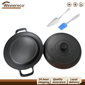 Cast Iron Cooking Pan with Two Side Handles Durable and Heat Retentive for Gas Stove Use 10-inch Black