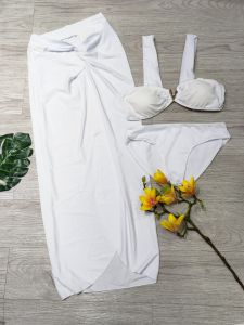 Bikini đồ bơi nữ đi biển set 3 chi tiết áo ngực kèm mút mỏng quần kèm chân váy họa tiết sang đẹp chất liệu thun lạnh BINSPORTS BHV192