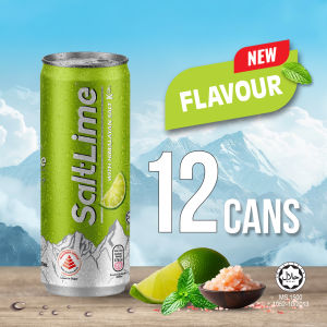 SaltLime 12 x 320ml [Made in Malaysia - Lime Flavoured Soft Drink With Himalayan Salt] [Low Sugar] (Free Bubble Wrap)