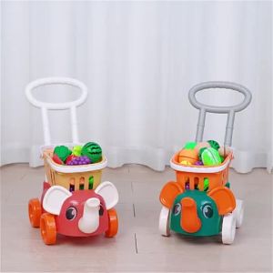 Children Play House toys Supermarket Shopping Groceries Cart ToysTrolley Removable Toys