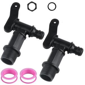 2 Pack Multipurpose Sturdy Plastic Spigot for Rain Barrels 3/4 Inch Water Tap Easy Installation Designs Outdoor Use