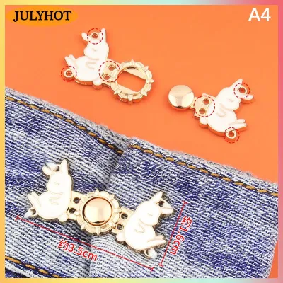 JULYHOT Quần jean eo khóa Thắt lưng Thắt chặt nút thắt lưng có thể tháo rời kim loại có thể điều chỉnh eo Clip eo trang trí nút váy quần jean Phụ kiện quần áo