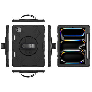 Case Armor For iPad Pro 11 inch M4 2024 TD0202 TRIPLEDI Hard Cover Shoulder Strap Casing Silicone Bumper Kickstand TPU Stylus Pen Slot Full Protection Heavy Duty Rugged A2836 A2837 A3006