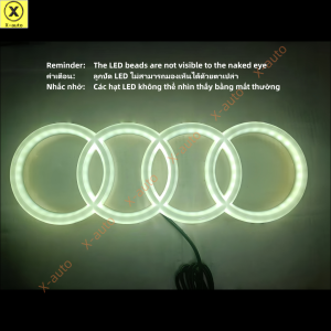 Audi LED Emblem Logo Badge Light for Front Grille - Size: 27.3cm & 28.5cm - Replace Original Car Logo - Fits Various Audi Models
