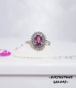 Natural Tourmaline Birthstone S925 adjustable silver ring/October birthstone/tourmaline ring/pink ring/gemstone/cincin tourmaline/S925