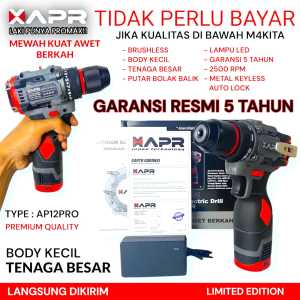 APR PRO STORE - RAJA BOR impact drill BRUSHLESS TYPE AP85+ 10mm keyless auto lock 2baterai lxt 88v mesin bor besi kayu driver sekrup drill