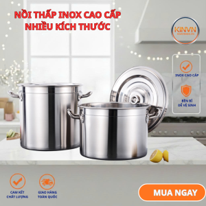 Nồi Thấp Luộc Gà Inox Đáy 3 Lớp Cao Cấp Nhiều Dung Tích Dùng Mọi Loại Bếp