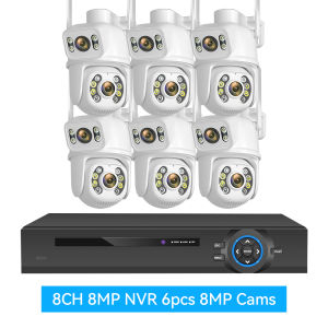 Hamrol 4K 8MP 8CH POE NVR 8 PCS Dual Lens PTZ POE Camera System Motion Detection Security Monitoring CCTV Set Xmeye