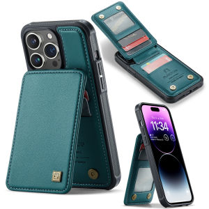 Vertical Cards Solt Leather Wallet Case for IPhone 14 15 Pro Max 11 12 13 Promax 14Plus RFID Stand Holder MagneBag Cover