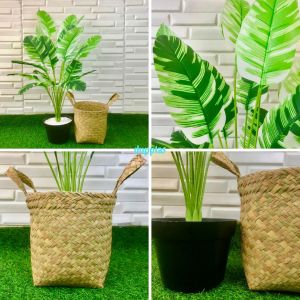 Pohon Artificial Daun Musa Florida X18 Semi Latex Cover Pot Purun Handle Pohon Plastik Dekorasi Rumah Dekorasi Ruangan