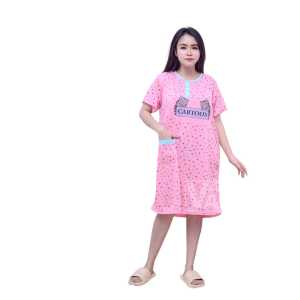 daster kaos adem tebal wanita deasa kekinian bb max 70kg kancing 3 bahan kaos serian muda cartoon