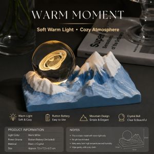 Snow Mountain-Shaped Glowing Aroma Stone Gift Set | Flameless Aroma Diffuser Ornament | USB Ambient Night Light | Creative Birthday Gift Set for Women