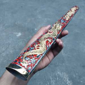 Pendok Keris Bunton Solo Tatah Tempel 3D Motif Naga Kemalo Silih Asih