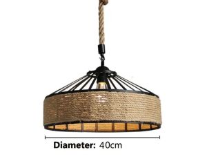 (In stock) Industrial metal kitchen rope vintage pendant lights dining room e27 restaurant cafe retro loft chandelier ceiling hanging lamp