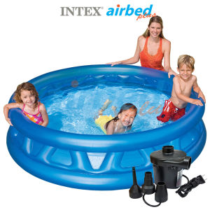 Intex สระน้ําเป่าลม ซ้อฟท์ไซด์ สีสะท้อนแสง 1.88x0.46 ม. รุ่น 58431 + ที่สูบลมไฟฟ้า