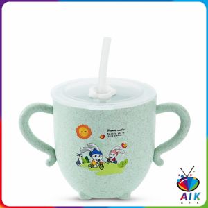 AIK แก้วหัดดูด กันกระแทก มีฝา ขนาด 280ml Kids Utensils