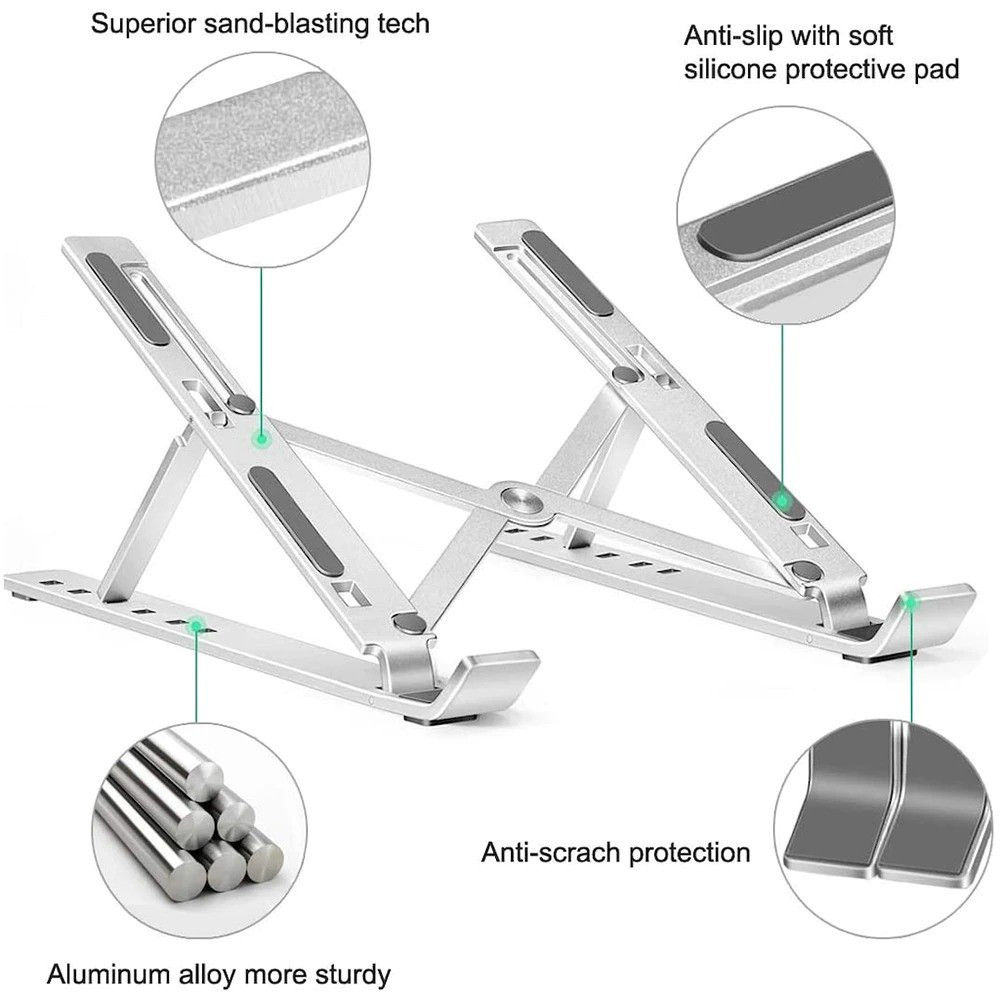 Suporte portátil ajustável para laptop, antiderrapante, com sistema de resfriamento, para computador, notebook, iPad e desktop.
_voghion.com
